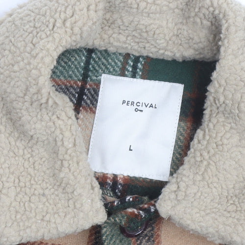Percival Men's Green Check Sherpa Lined Flannel Jacket L