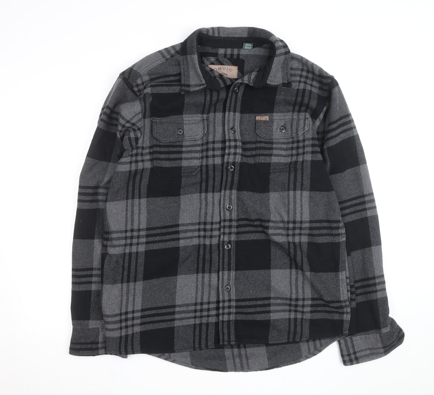 Orvis Men's Grey Check Flannel Shirt Jacket Size L