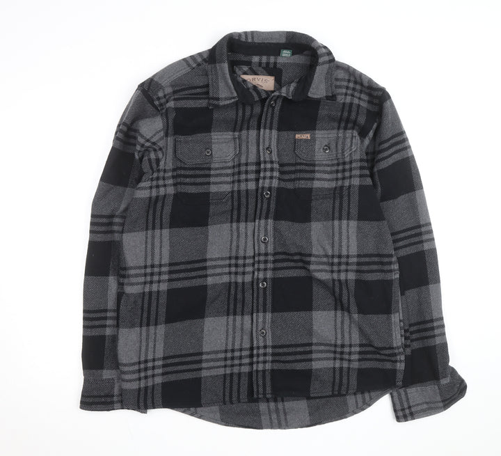 Orvis Men's Grey Check Flannel Shirt Jacket Size L