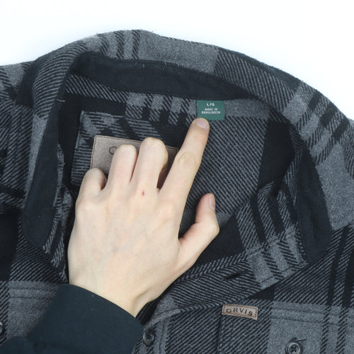 Orvis Men's Grey Check Flannel Shirt Jacket Size L