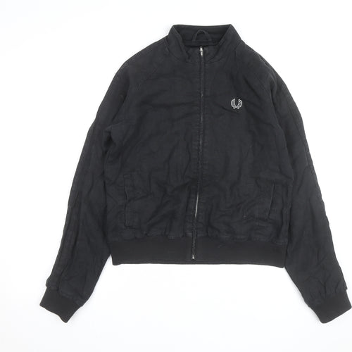 Fred Perry Women's Black Linen Bomber Jacket Size 14