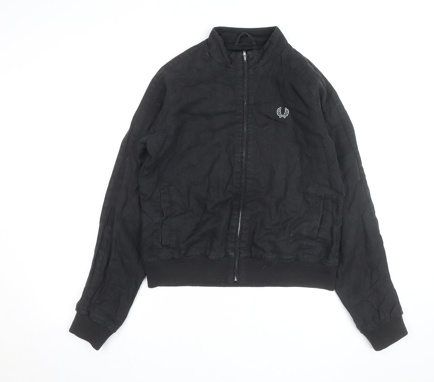 Fred Perry Women's Black Linen Bomber Jacket Size 14
