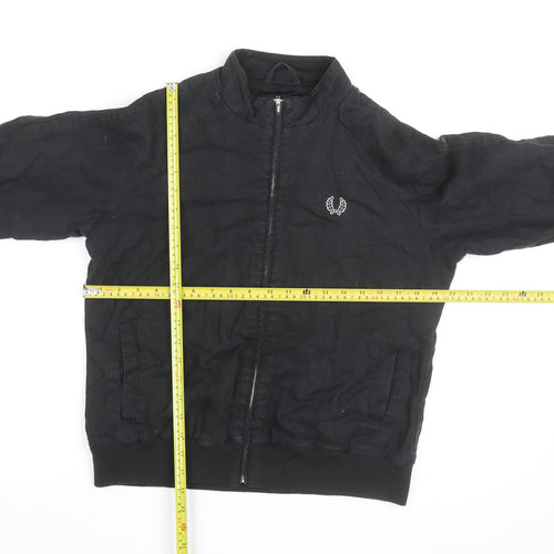 Fred Perry Women's Black Linen Bomber Jacket Size 14