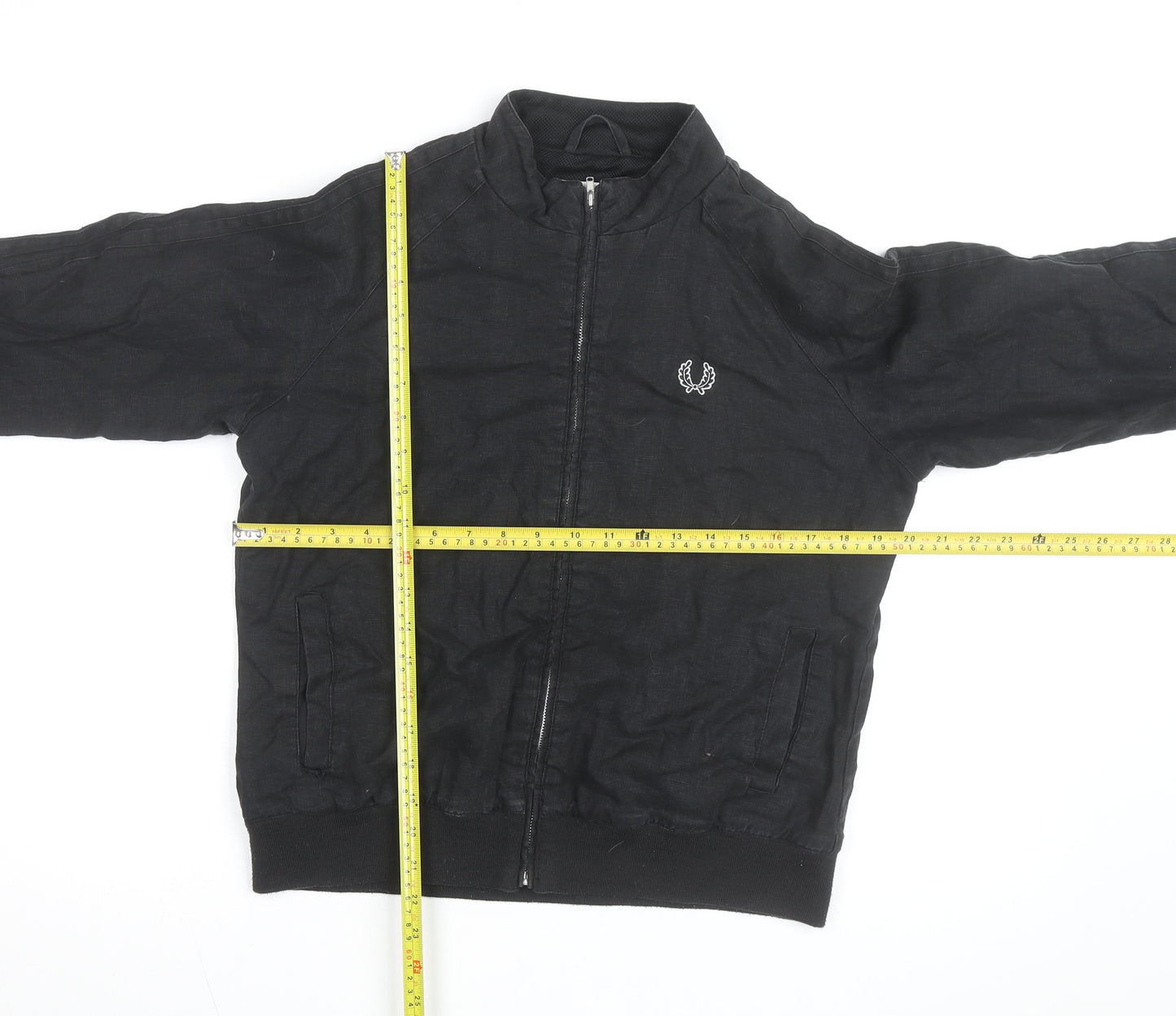 Fred Perry Women's Black Linen Bomber Jacket Size 14
