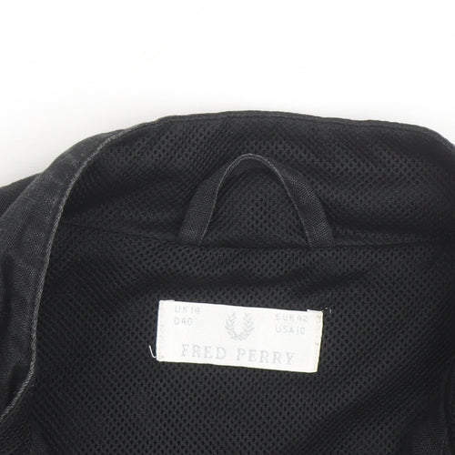 Fred Perry Women's Black Linen Bomber Jacket Size 14