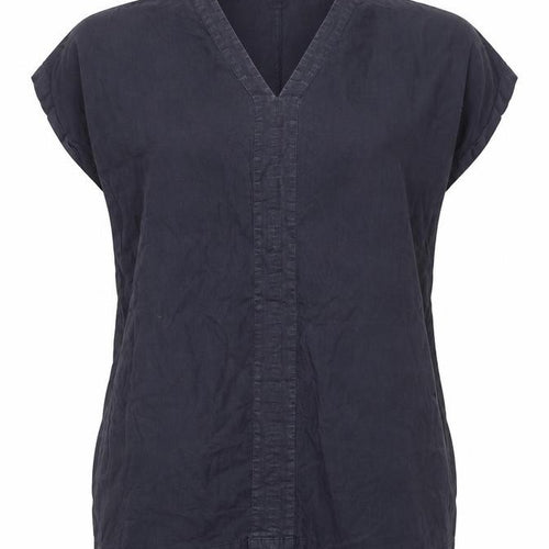 John Lewis Pure Linen Women's Blue V-Neck Tunic Blouse Size 14