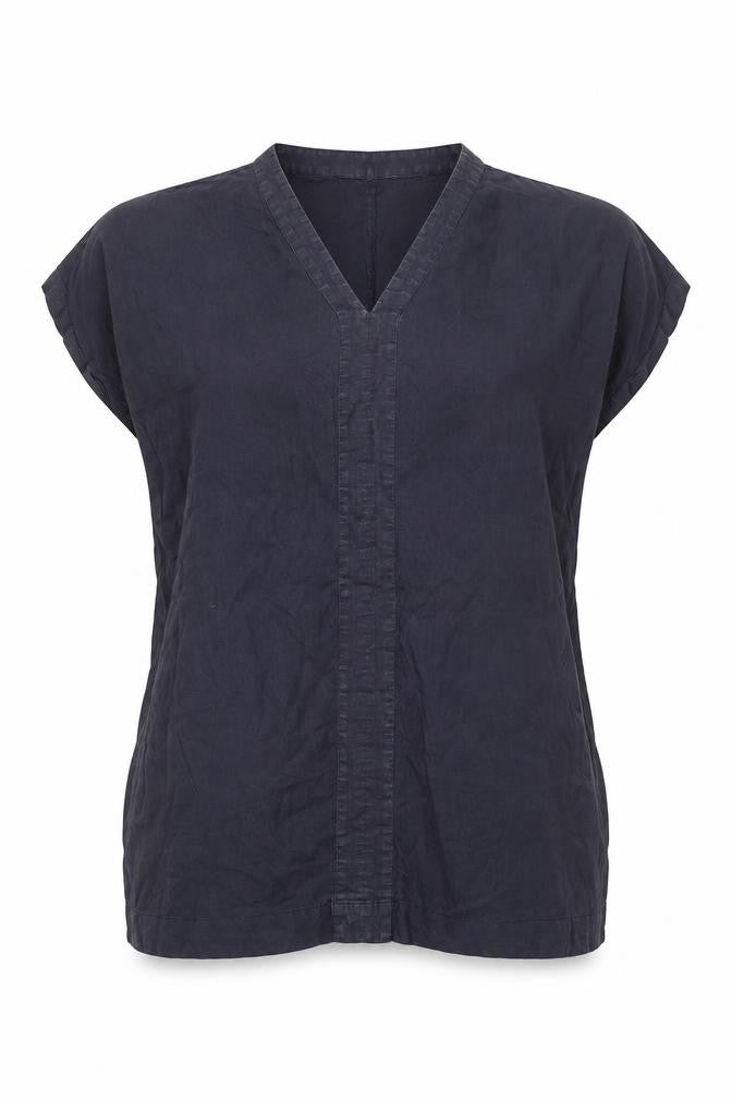 John Lewis Pure Linen Women's Blue V-Neck Tunic Blouse Size 14