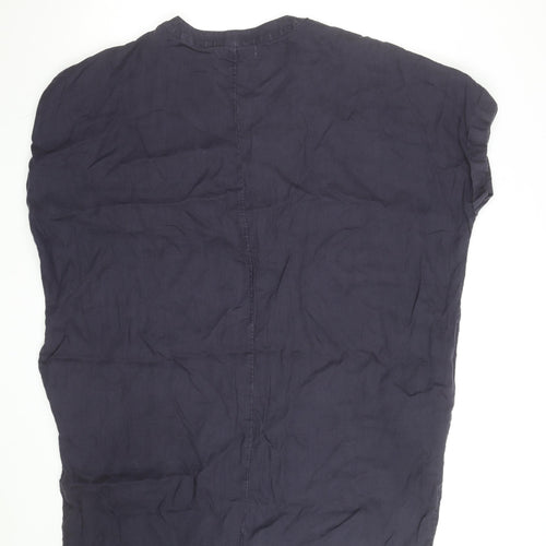 John Lewis Pure Linen Women's Blue V-Neck Tunic Blouse Size 14