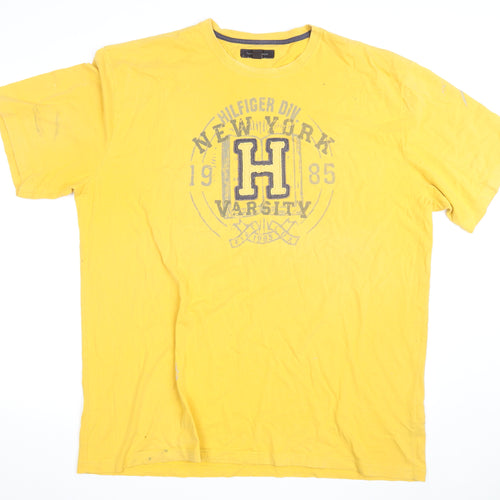 Tommy Hilfiger Men’s Yellow 2XL Varsity Graphic Cotton T-Shirt
