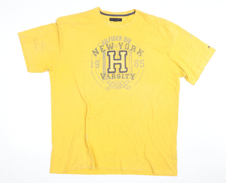 Tommy Hilfiger Men’s Yellow 2XL Varsity Graphic Cotton T-Shirt