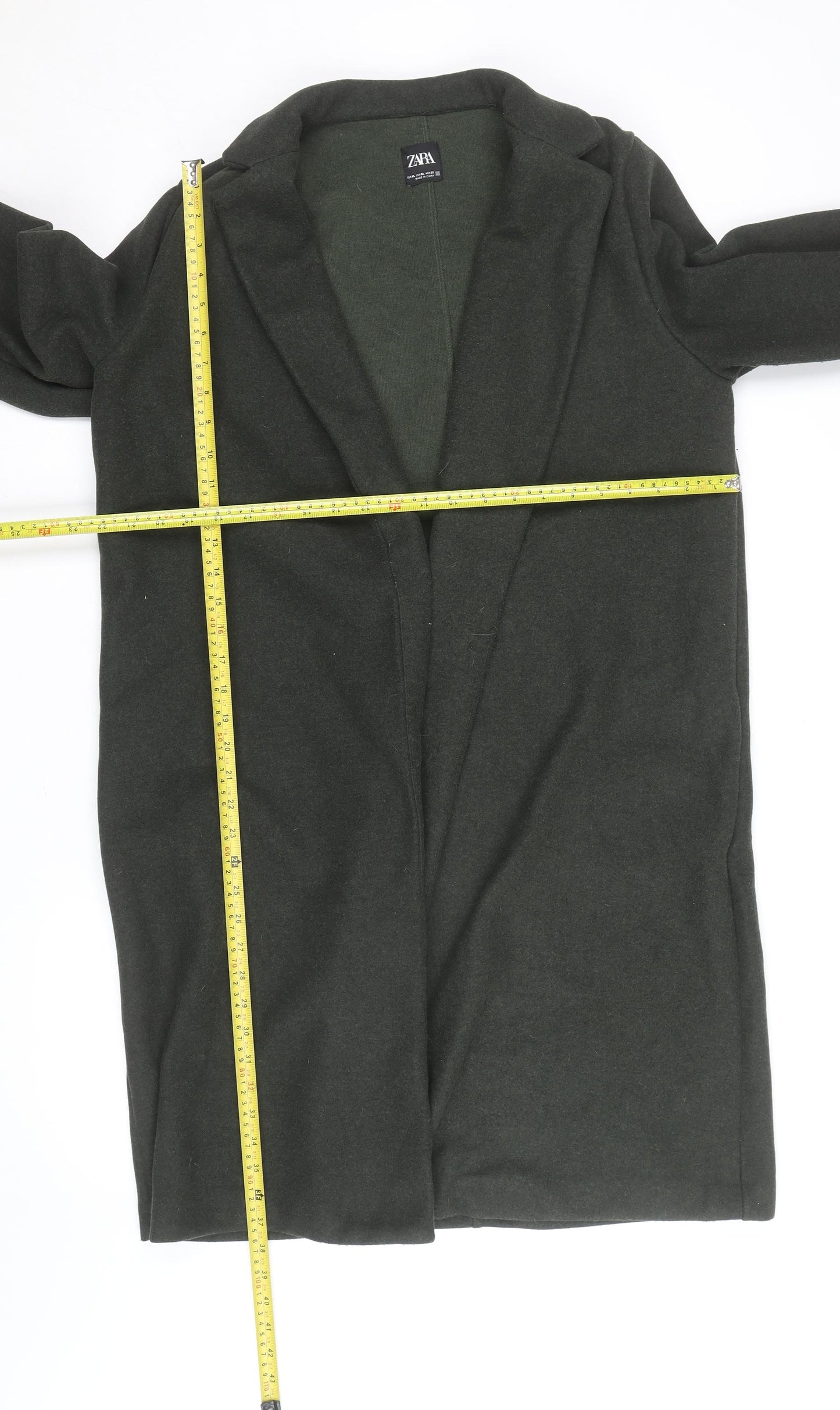 Zara Men’s Green Wool Blend Long Overcoat Size L