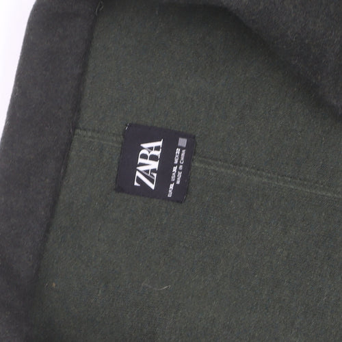 Zara Men’s Green Wool Blend Long Overcoat Size L