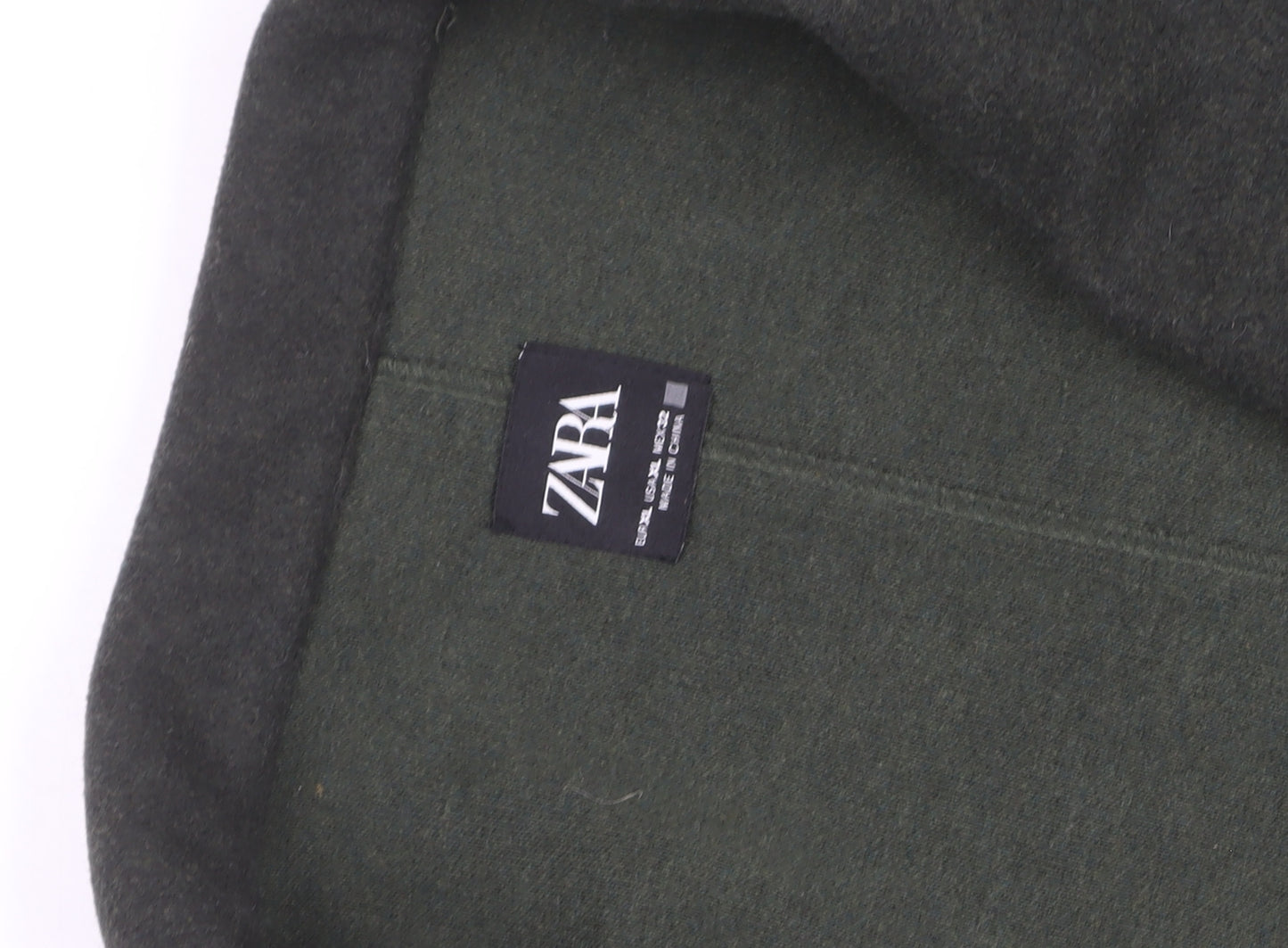 Zara Men’s Green Wool Blend Long Overcoat Size L