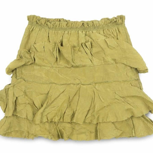 Zara Women Green XS Peasant Ruffle Short Skirt
