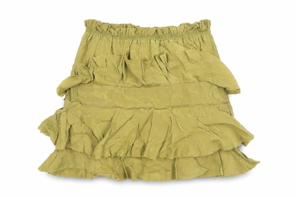 Zara Women Green XS Peasant Ruffle Short Skirt
