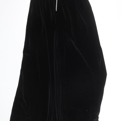 ASOS Women Black Wide-Leg Velvet Trousers Size 12