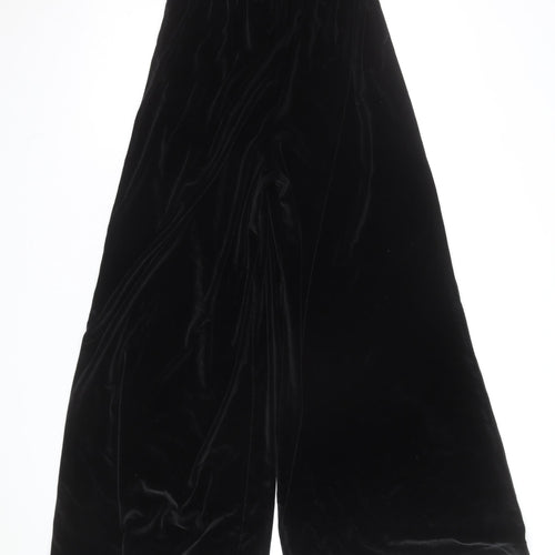 ASOS Women Black Wide-Leg Velvet Trousers Size 12