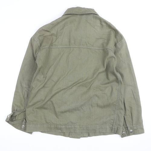 Topshop Women’s Green Cotton Military Jacket XS Collared Twill
