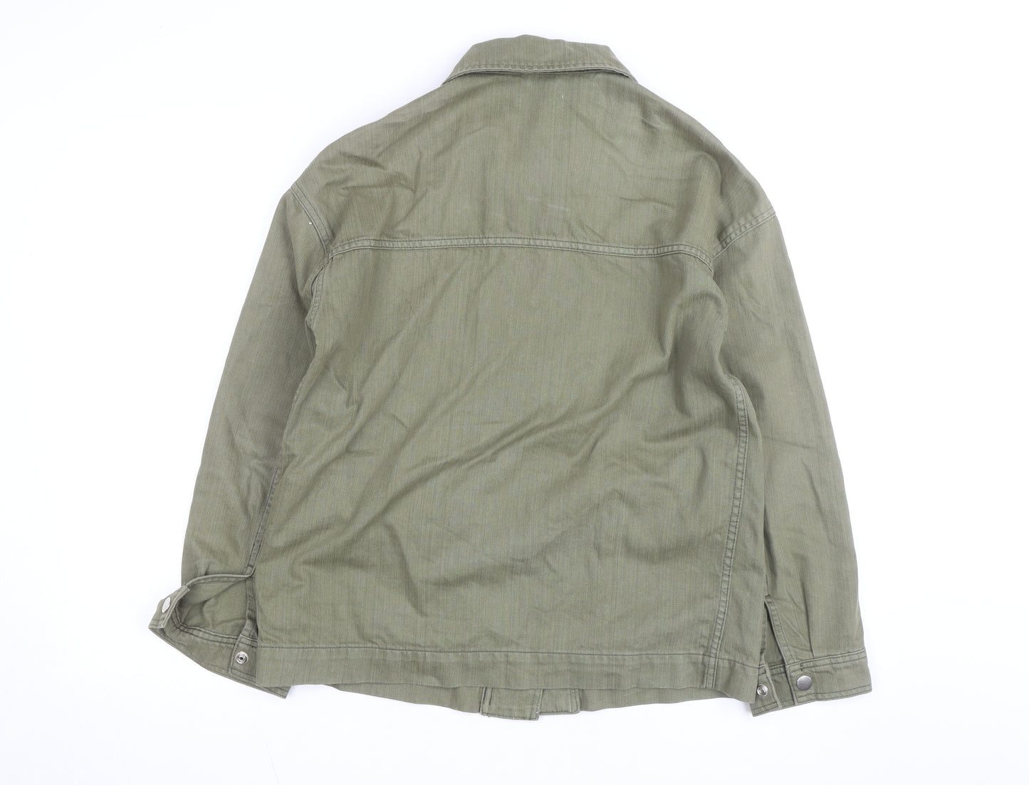 Topshop Women’s Green Cotton Military Jacket XS Collared Twill