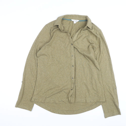 White Stuff Women's Green Long Sleeve Button-Up Shirt Size 14