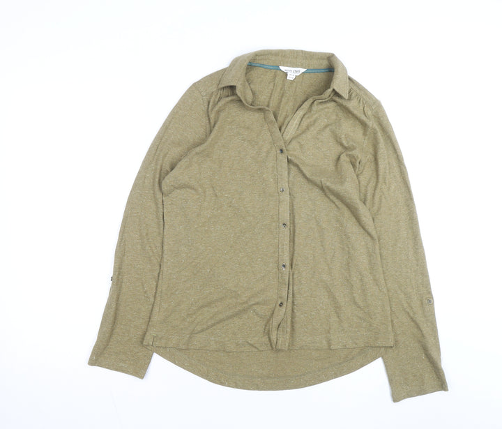 White Stuff Women's Green Long Sleeve Button-Up Shirt Size 14