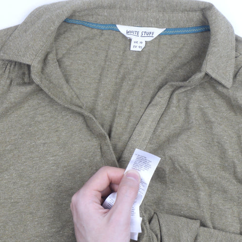 White Stuff Women's Green Long Sleeve Button-Up Shirt Size 14