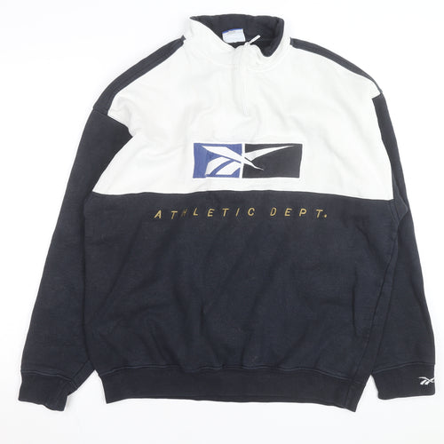 Reebok Men's Black XL 1/2 Zip Fleece Sweatshirt Athletic Dept Retro