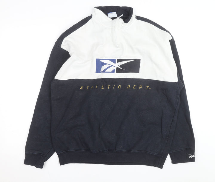 Reebok Men's Black XL 1/2 Zip Fleece Sweatshirt Athletic Dept Retro
