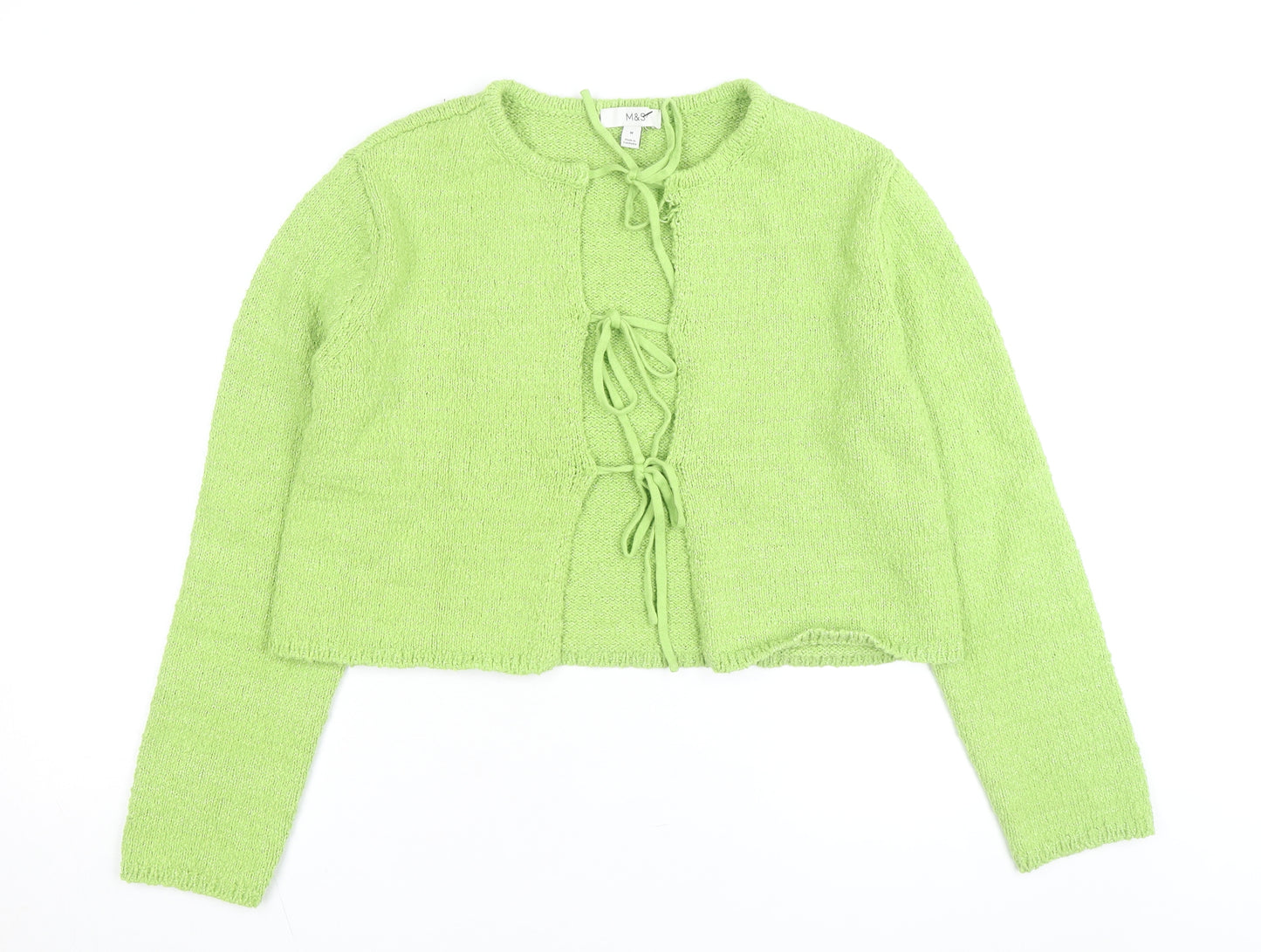 Marks and Spencer Women's Green Knit Tie Cardigan Medium
