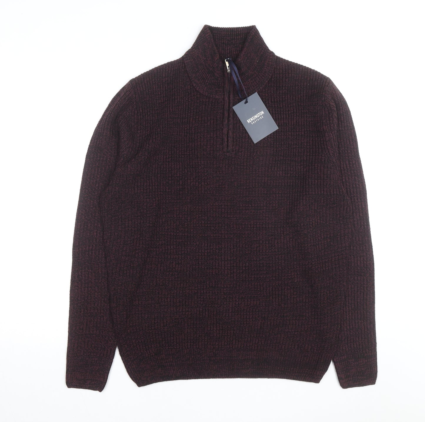 Kensington Eastside Men's Brown 1/4 Zip High Neck Jumper L