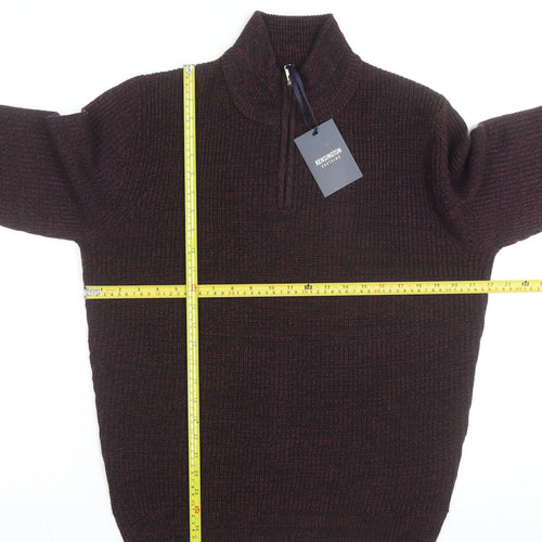 Kensington Eastside Men's Brown 1/4 Zip High Neck Jumper L