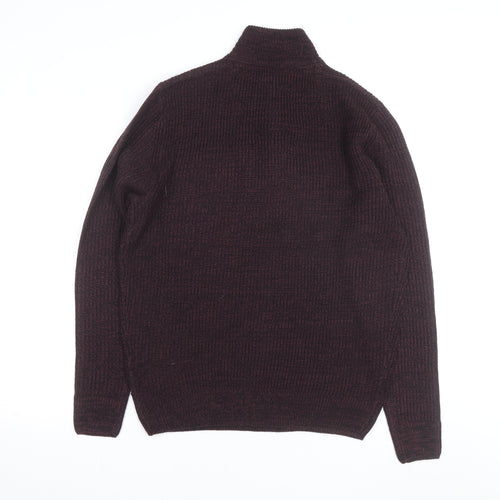 Kensington Eastside Men's Brown 1/4 Zip High Neck Jumper L