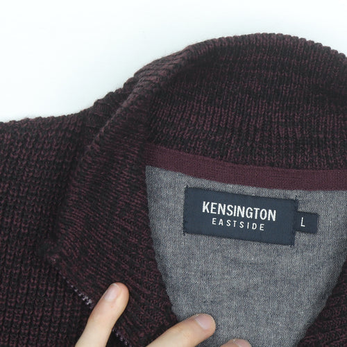 Kensington Eastside Men's Brown 1/4 Zip High Neck Jumper L