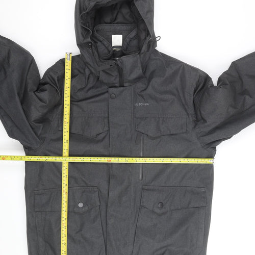 Quechua Men's Grey Waterproof Hooded Parka Jacket L Regular Fit