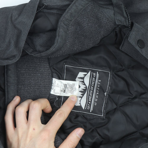 Quechua Men's Grey Waterproof Hooded Parka Jacket L Regular Fit
