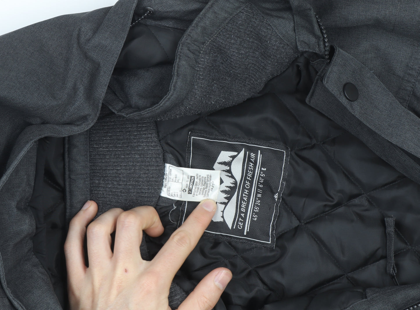 Quechua Men's Grey Waterproof Hooded Parka Jacket L Regular Fit