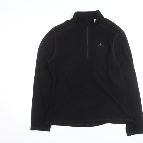 Quechua Men's Black Fleece 1/2 Zip Sweatshirt L Outdoor Hiking Pullover