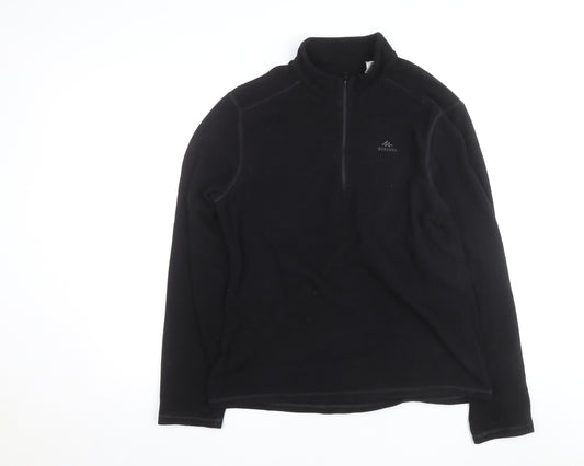 Quechua Men's Black Fleece 1/2 Zip Sweatshirt L Outdoor Hiking Pullover
