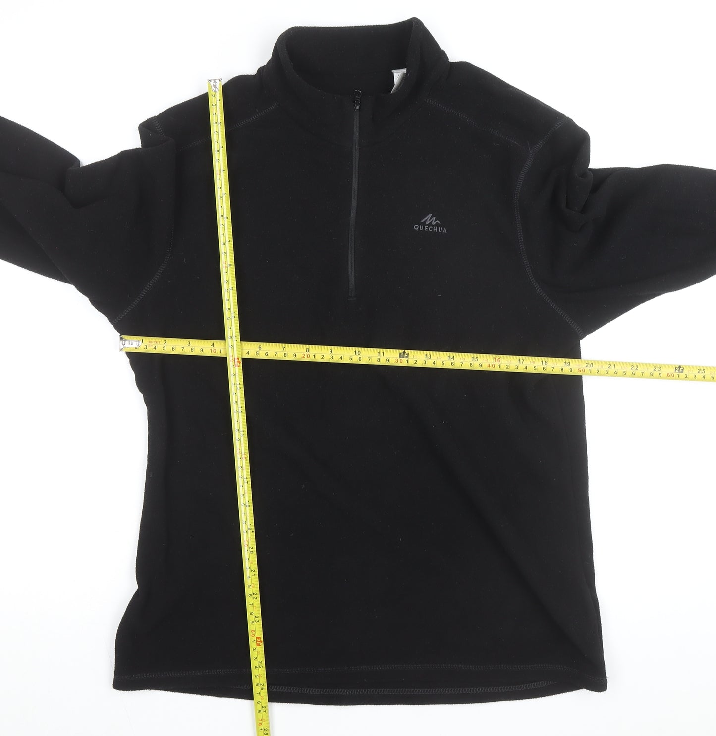 Quechua Men's Black Fleece 1/2 Zip Sweatshirt L Outdoor Hiking Pullover