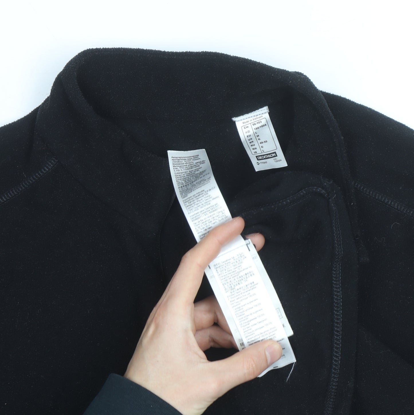 Quechua Men's Black Fleece 1/2 Zip Sweatshirt L Outdoor Hiking Pullover