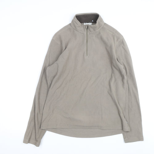 Quechua Men's Beige Fleece 1/2 Zip Pullover Sweatshirt L