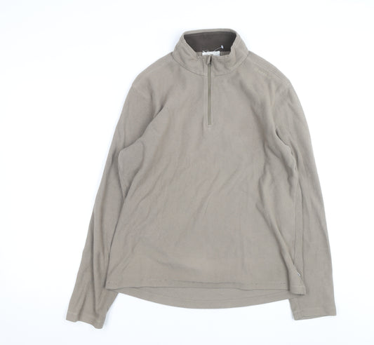 Quechua Men's Beige Fleece 1/2 Zip Pullover Sweatshirt L