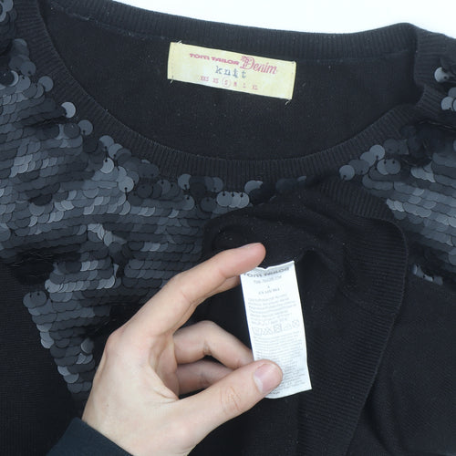 Tom Tailor Denim Women's Black Sequin Knit Jumper Size S