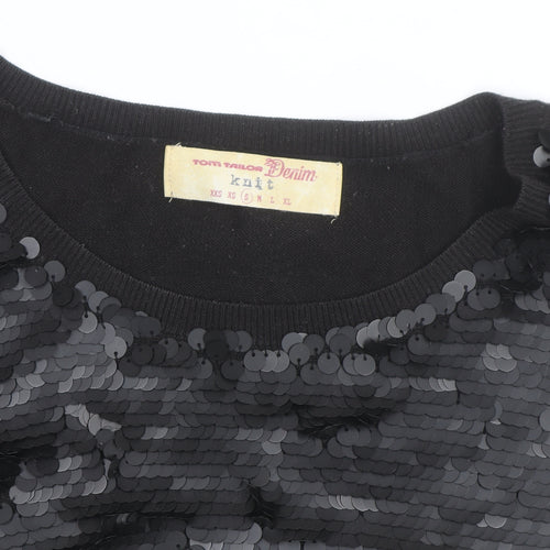 Tom Tailor Denim Women's Black Sequin Knit Jumper Size S