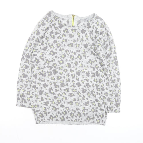 Oliver Bonas Women Grey Animal Print Size 12 Crew Neck Jumper
