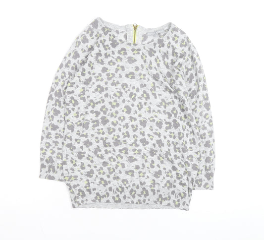 Oliver Bonas Women Grey Animal Print Size 12 Crew Neck Jumper