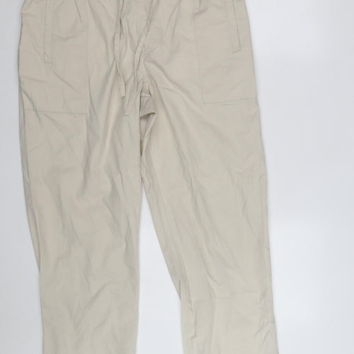 Cotton Traders Men Beige Drawstring Cotton Casual Trousers L