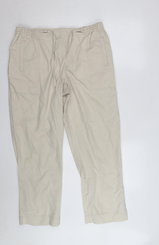 Cotton Traders Men Beige Drawstring Cotton Casual Trousers L