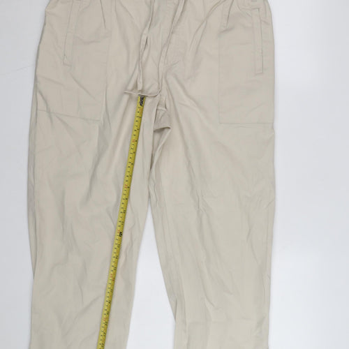 Cotton Traders Men Beige Drawstring Cotton Casual Trousers L