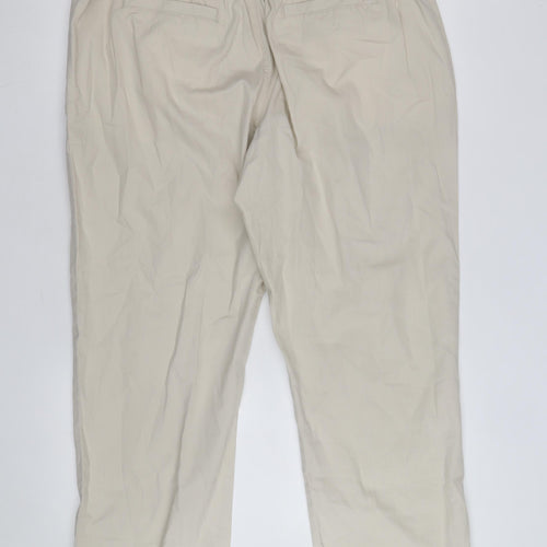 Cotton Traders Men Beige Drawstring Cotton Casual Trousers L